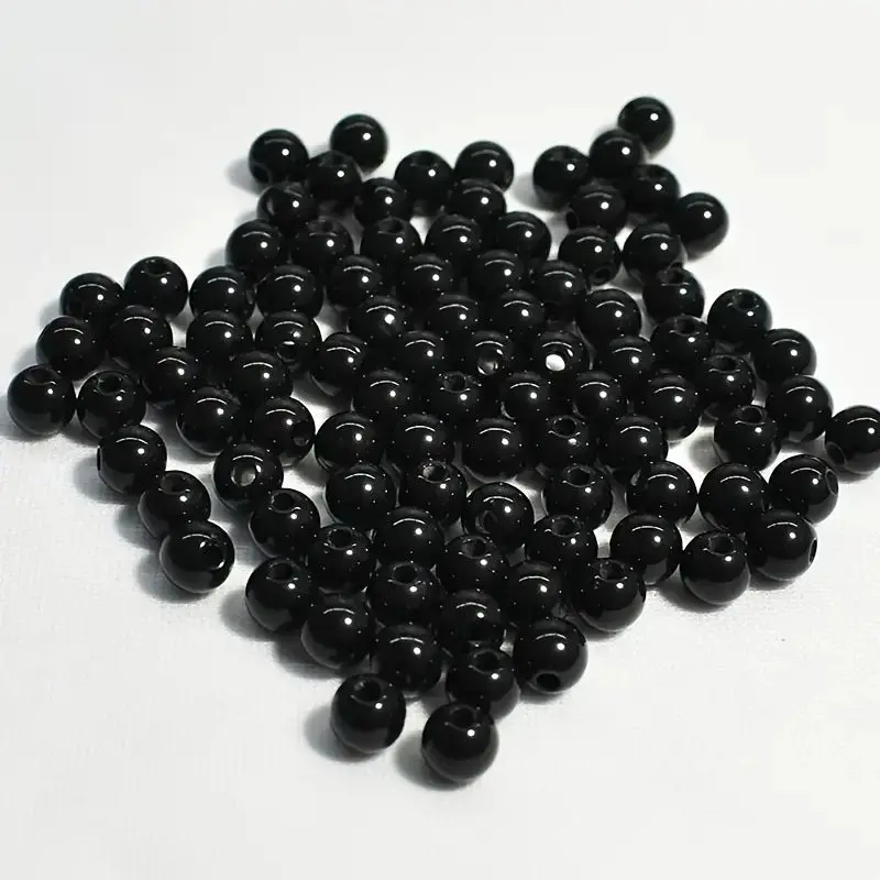 100pcs 8mm Black Round Loose Beads Solid Color Energy With Small Hole Beads For Bracelets Necklaces Jewelry Making