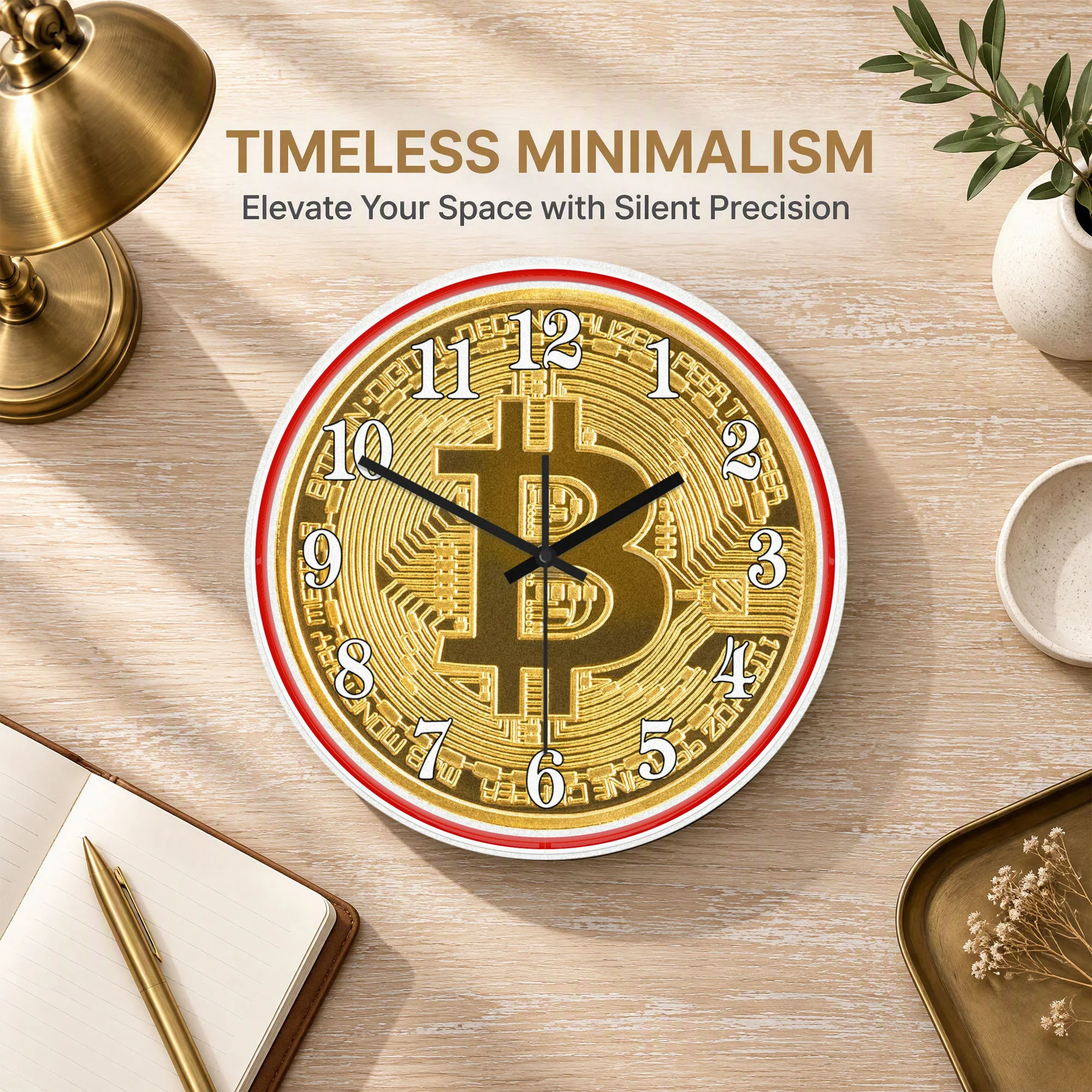 Crypto Currency Golden Bitcoin Coin LED Neon Wall Clock Luminous Night Light Clock for Home Office Trader Room Investor Gift