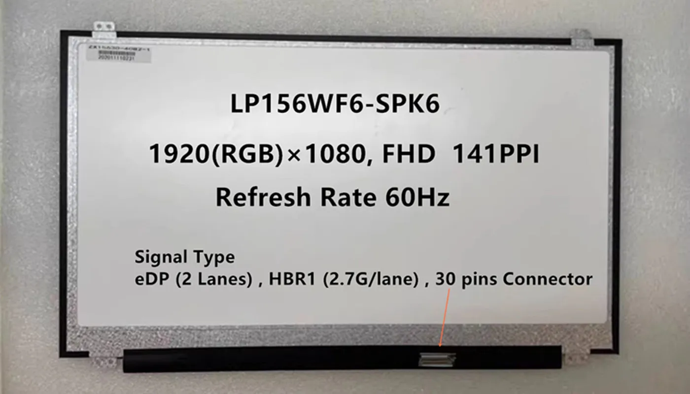 LP156WF6-SPK6 LP156WF6 SPK6 LP156WF6 (SP)(K6) Laptop LCD Screen Display Replacement 30 pins 1920×1080 FHD Tested