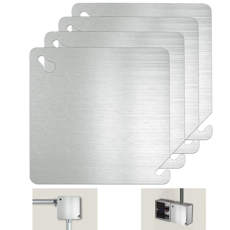 Exquisite-4X4in Metal Electrical Box Cover Plates, 4 Pcs Electric Junction Box Cover Plate, Square Flat Electric Box Panel Cover