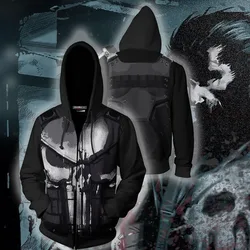 New Villain Hero Frank Castle Punisher felpa con cappuccio stampata in 3D Cosplay felpa con cappuccio allentata grande Street Style abbigliamento per studenti