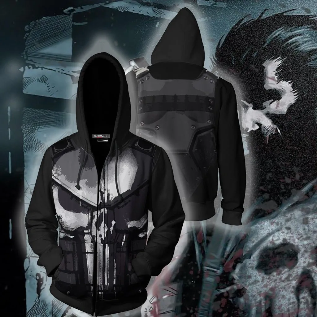 New Villain Hero Frank Castle Punisher 3D Printed Hoodie Cosplay Loose Hooded Hoodie Large Street Style Student Clothing