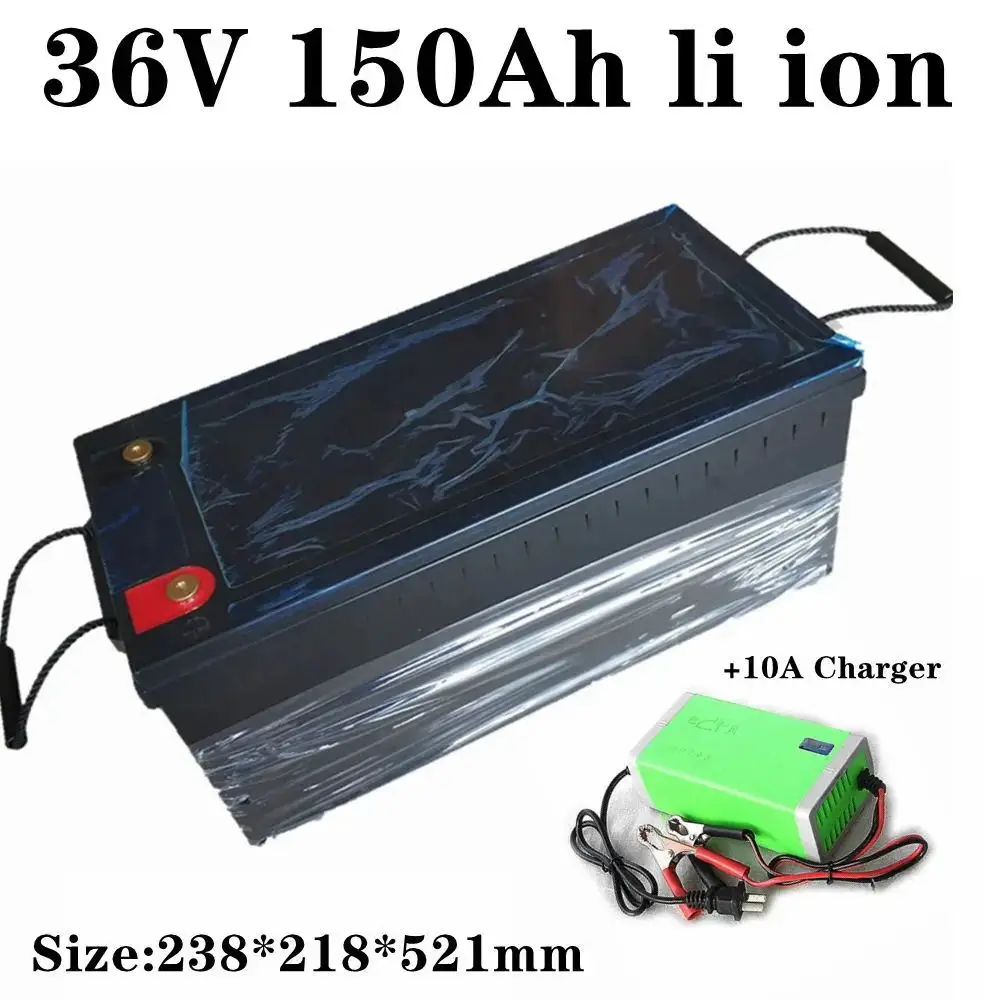 waterproof 36v 150ah lithium ion batteria 100A BMS li ion for 3000W 2500w inverter scooter golf cart bike solar +10A charger