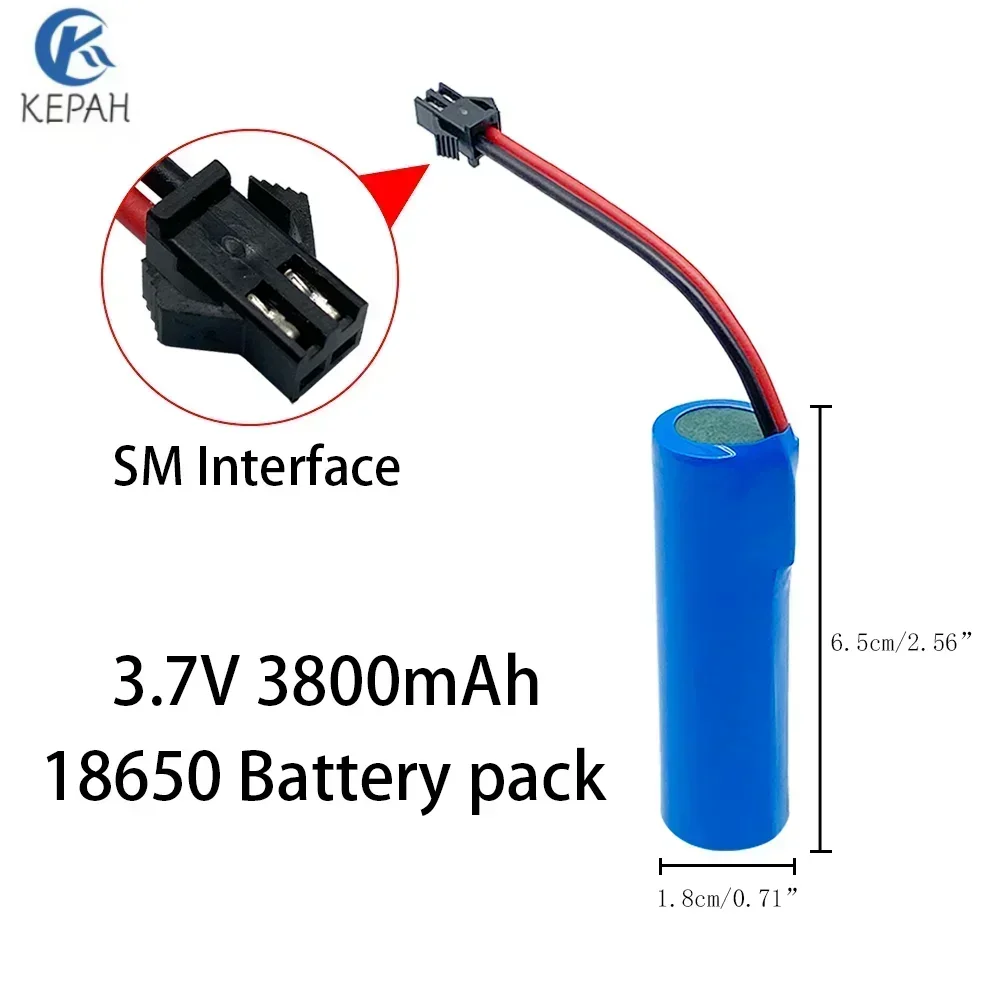 3.7V lithium ion rechargeable battery 3800MAH 18650 with replacement socket, emergency lighting SM line