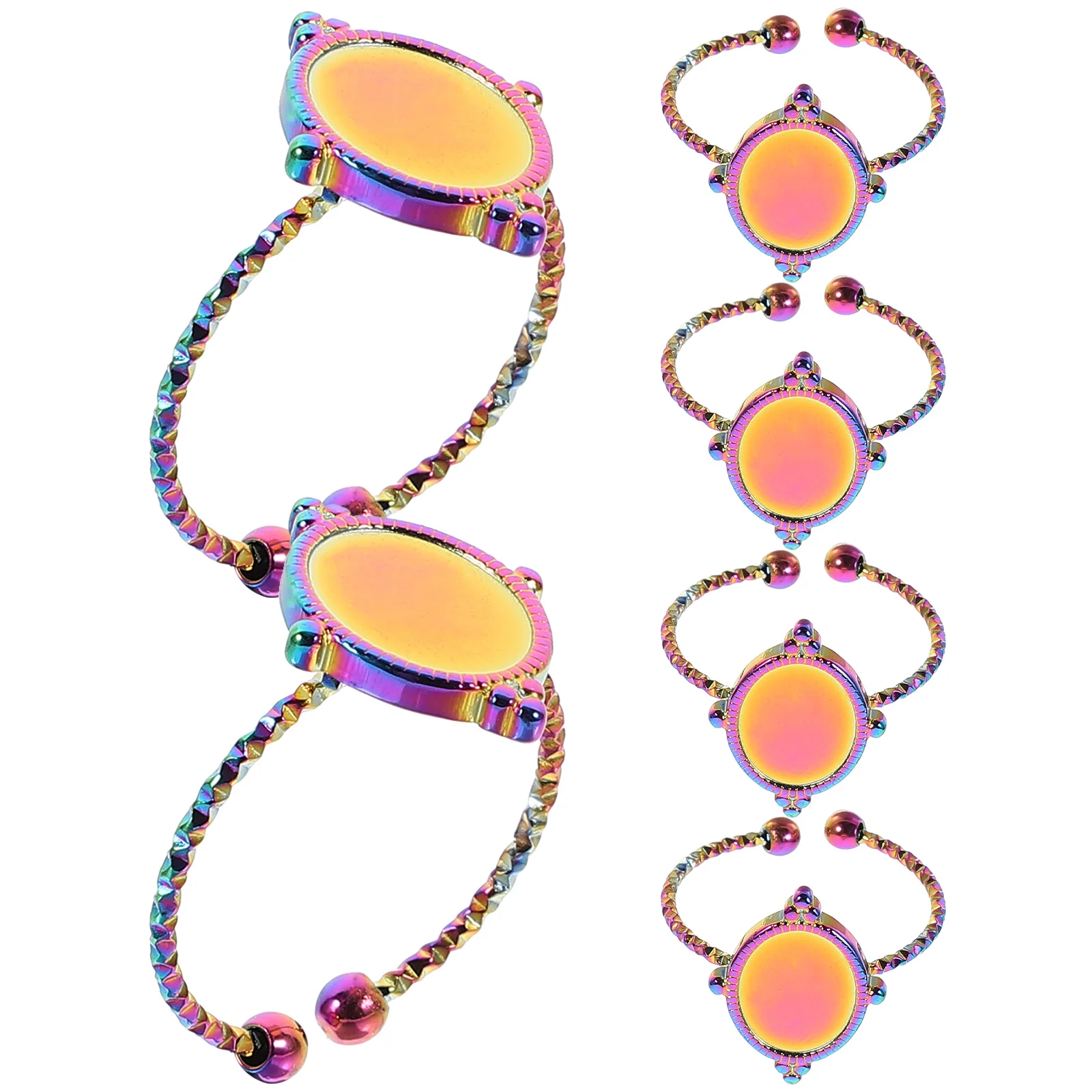 

6pcs Stainless Steel Bases Adjustable Diy Ring Blanks Metal Bezels For Jewelry Making Crafts Finger Ring Accessories Durable