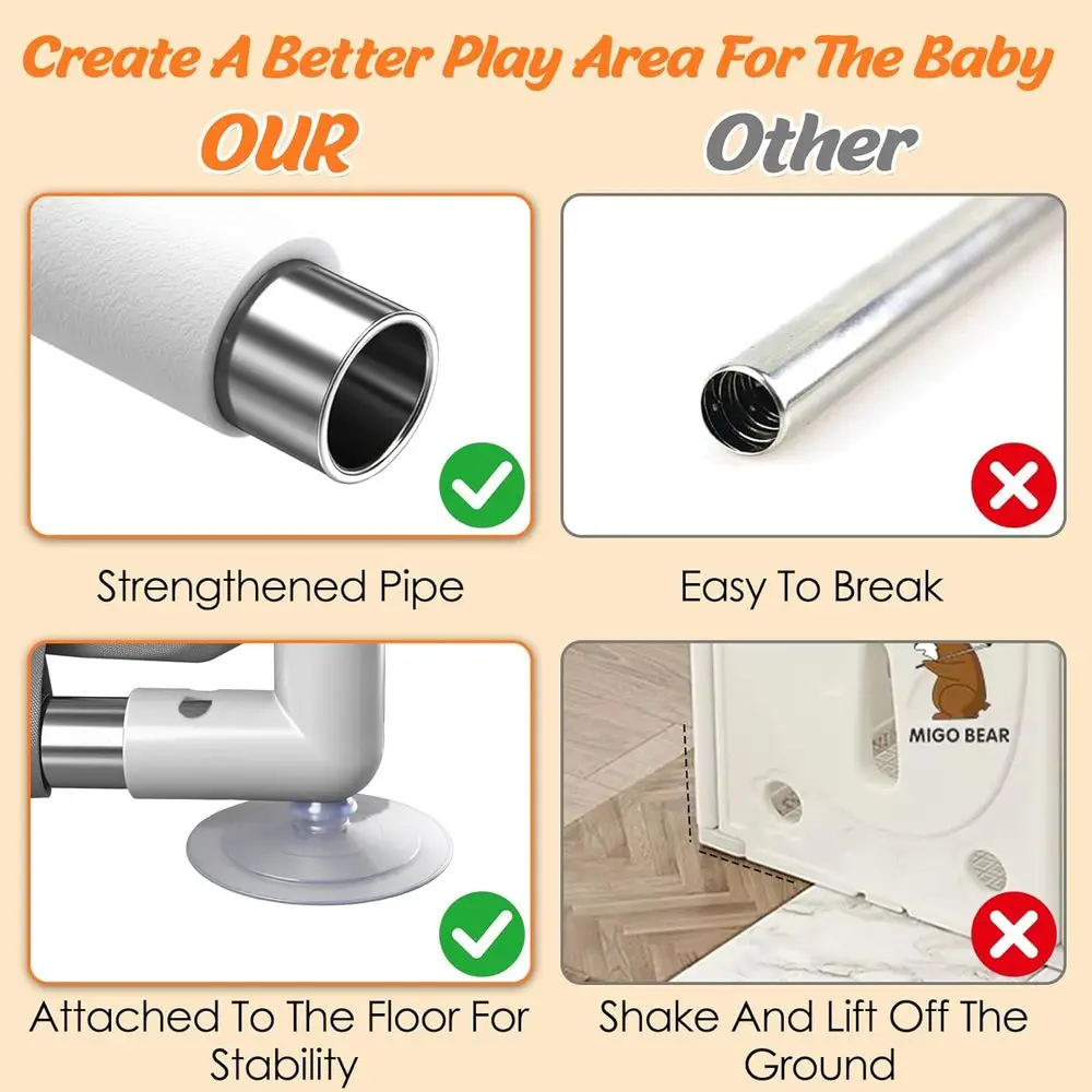 روضة أطفال كبيرة جدًا باللون الرمادي مع حصيرة، وحدة تخزين، ومنطقة لعب آمنة للأطفال الصغار في الأماكن المغلقة/الخارجية