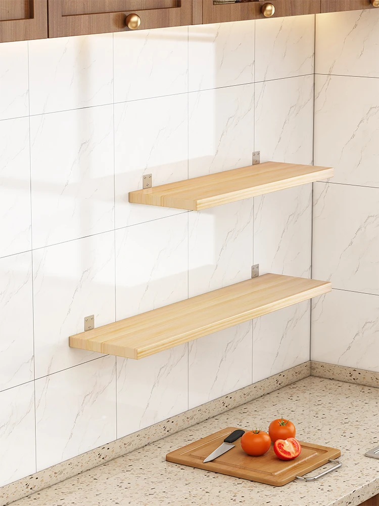 

Wall-Mounted Wood elf Kitchen Partition Simple Modern Sle No Drilling Required Storage Organizer for Books Toys Tools
