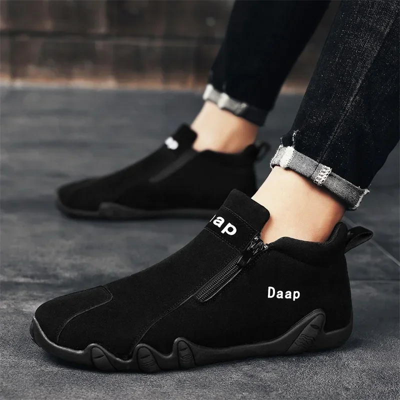 Zapatos informales de ante para hombre, zapatillas planas de punta redonda a la moda, ligeras, para caminar al aire libre, Otoño, 2023