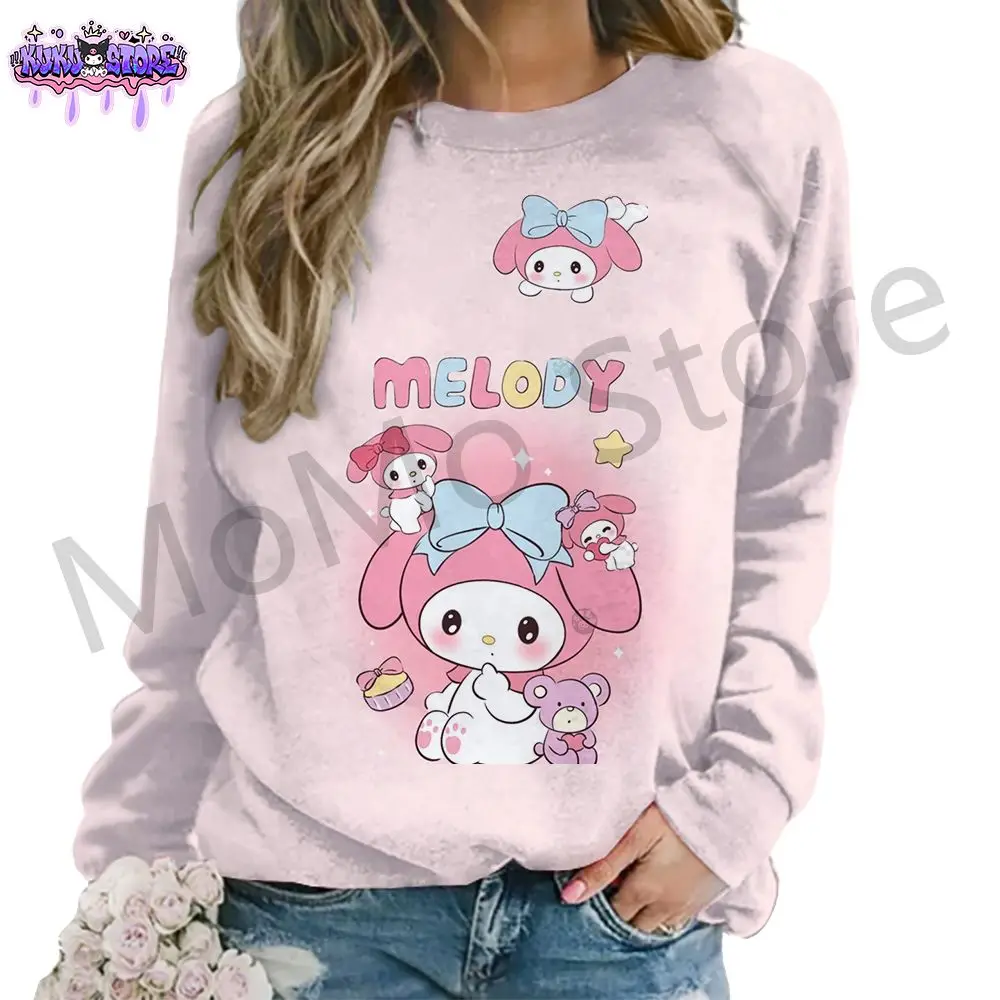 Women's Long Sleeve Sweatshirts Kawaii Kuromi 3D Print Lovely New Youthful Woman Clothes O Neck Streetwear S-3XL Pullovers 2024