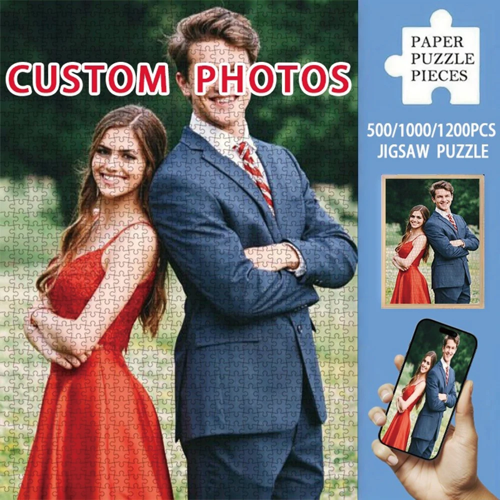 35/300/500/1033pcs Personalized Custom Photo Puzzle Couple Photos Puzzle Box From Memory Photo Gift