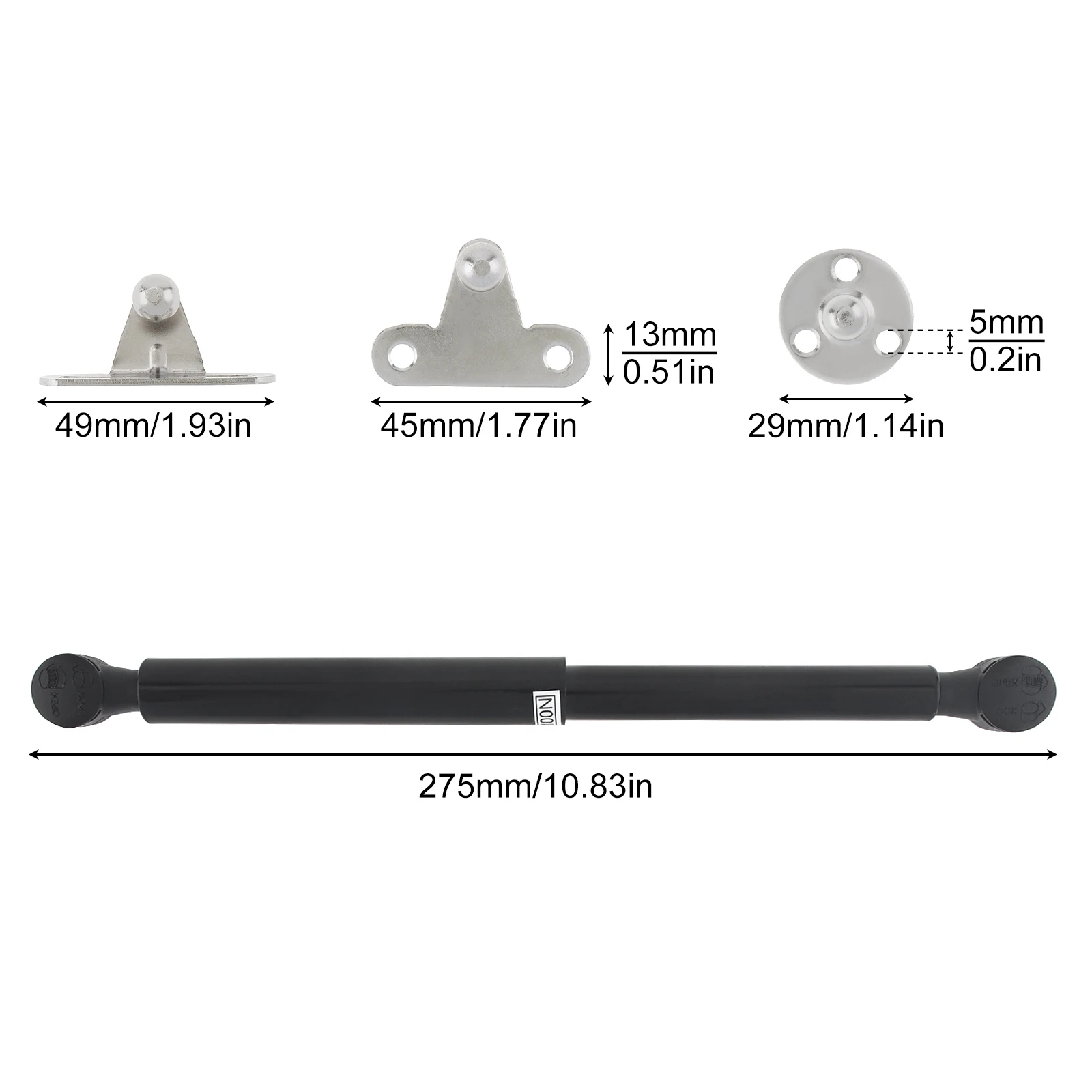 100N schwarze flexible hydraulische Luftstreben, Gasfeder-Hebeunterstützung für Schränke/Tatami mit Jacke