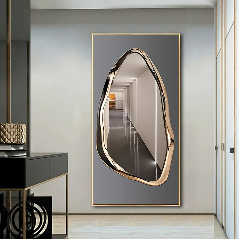 Modern 3D Space Posters Abstract Metal Entrance Wall Art Canvas Painting Light Luxury Home Decor for Living Room Picture Cuadros