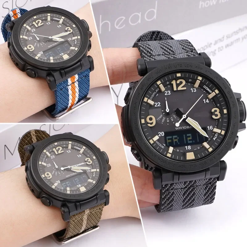 Nylon Canvas Strap for Casio PRW-6600 PRG-600YB PRG-650 GA-2000 Replace Men Army Sport Waterproof Watch Band Bracelet 24mm