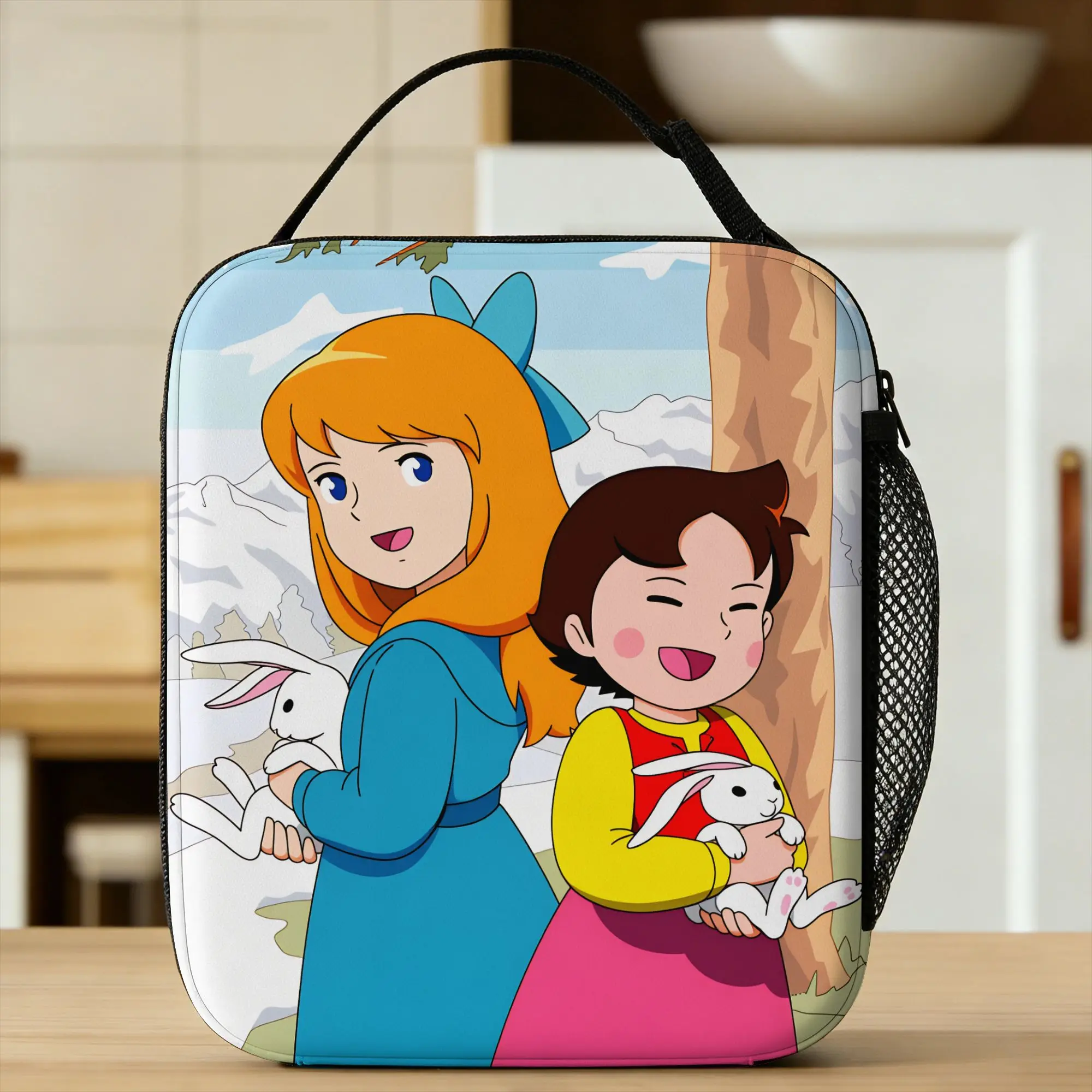 Happy Heidi Lunch Bag  Casual Lunch Box School Convenient Thermal Tote Handbags For Women Oxford Graphic Design Cooler Bag