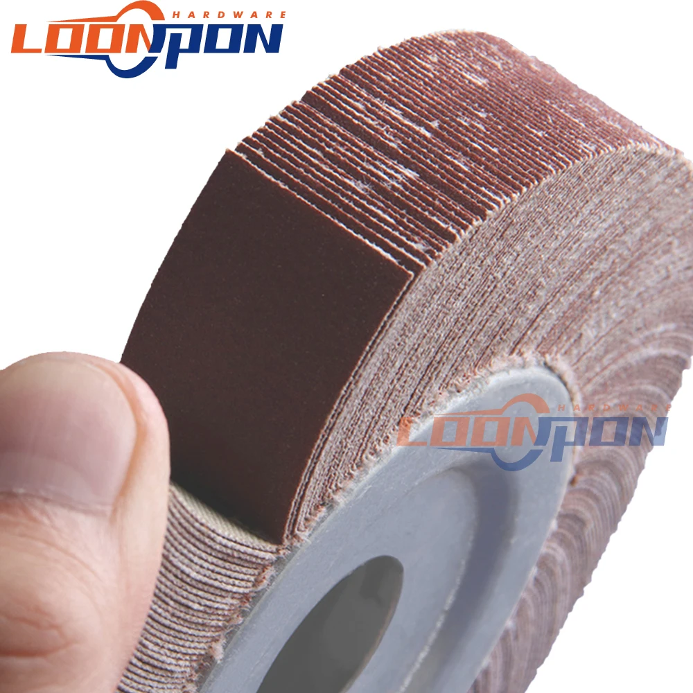 

150x25mm Bore Flange Flap Grinding Wheel Aluminum Oxide Sanding Cloth Mop Abrasive Polishing Disc for Metal Wood Thickness 25mm