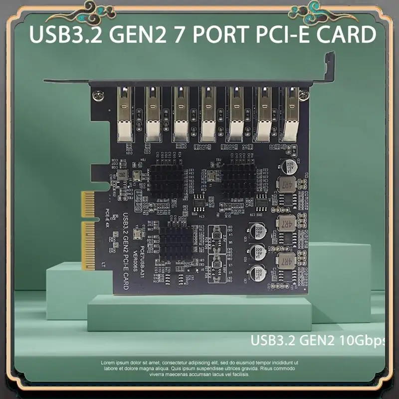 

ASMA-USB3.2 GEN2 10Gbps Pcie Expansion Card TYPE-A PCI-E 4X To 7 Ports USB 3.0 Expansion Adapter Card PCI-E Controller Card