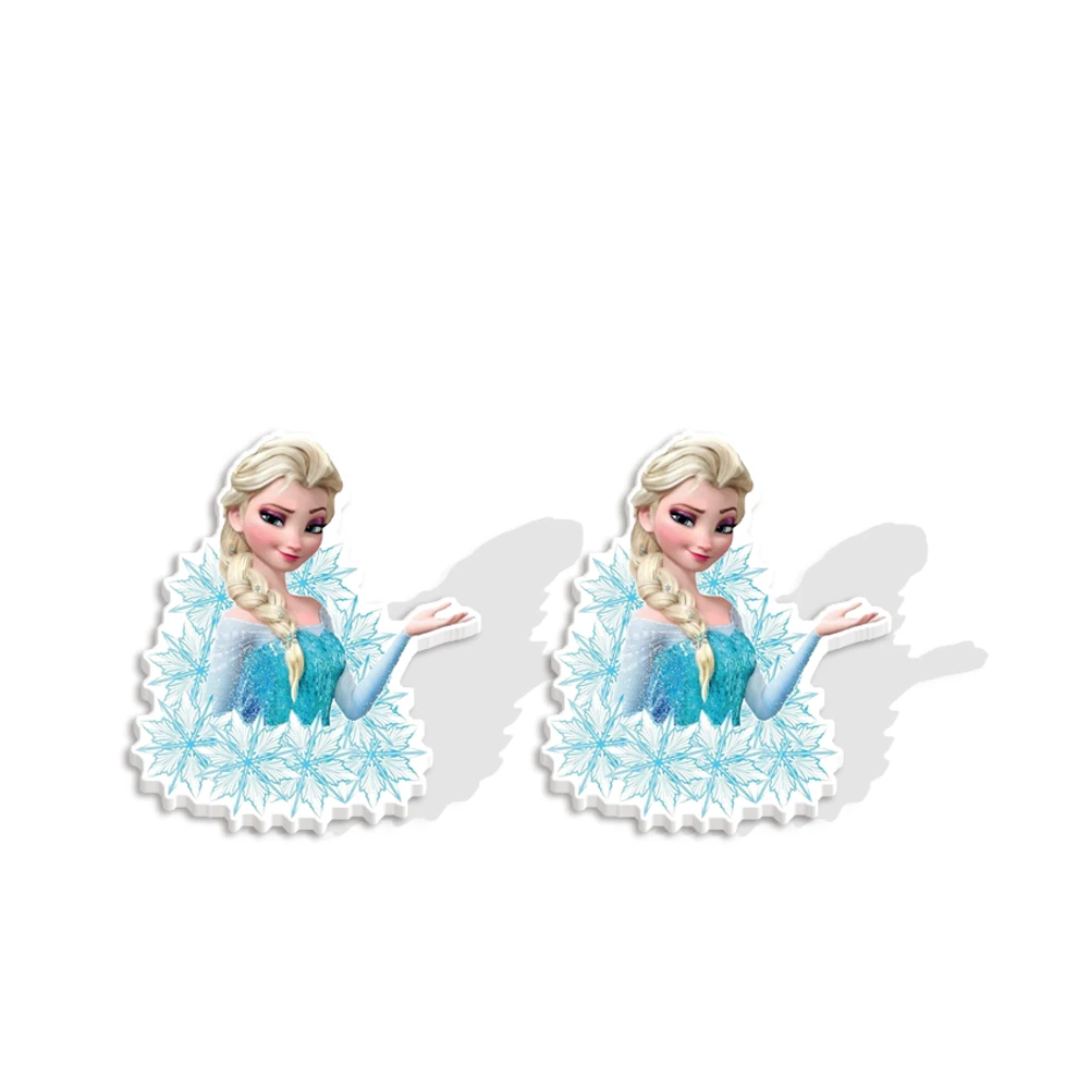 W Prozen-Boucles d'oreilles princesse pour femme, Elsa, Anna, figurine de dessin animé Disney, Rick, boucle d'oreille en acrylique pour fille, cadeau de bijoux