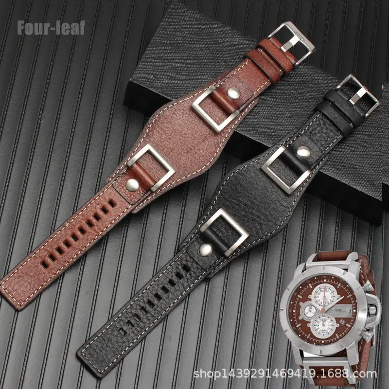 Retro Style Tray Leather Watch Strap for Fossil JR1157 Waterproof Sweat-proof Soft and Comfortable Watch Band Accessories 24mm