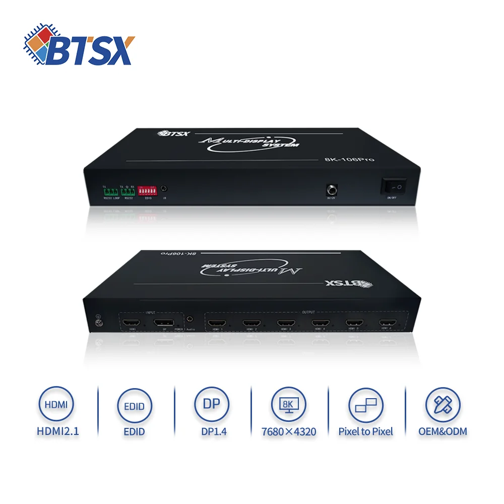 8K 1 in 6 Out P2P Multi-screen Expander Landscape & Portrait Video Wall  CE Certified Customizable