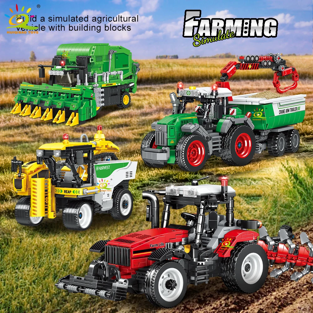 HUIQIBAO Bauern-LKW-Modell, Baukasten-Traktor, Kultivator, Mähdrescher, Fahrzeug, MOC-Auto, Bausteine, Stadtbauspielzeug für Kinder – Detail 1