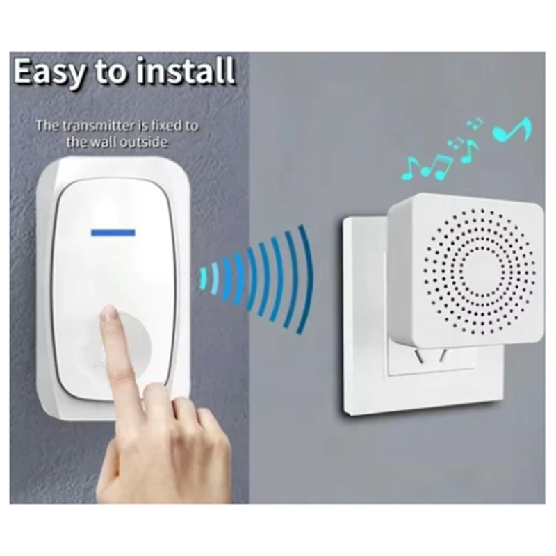 Wireless Doorbell Home Intelligent Welcome Doorbell Waterproof 150M Remote USB Plug Easy To Install No Wiring Required