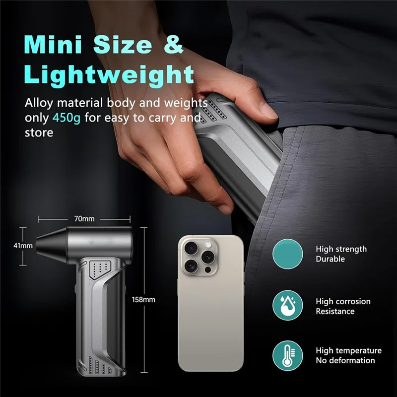 Compressed Air Duster 10000Mah Rechargeable Battery, 180000RPM Speed, 3 Gears Adjustable For Keyboard/PC Car/Outdoor