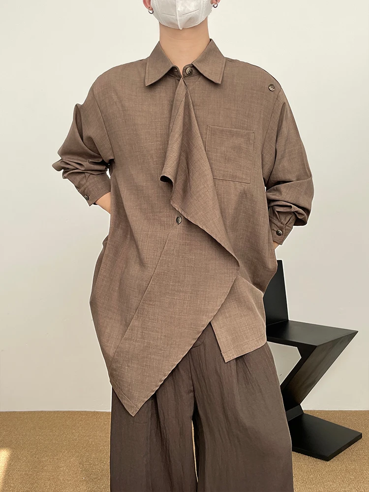 SuperAen Koreaanse stijl vintage opstaande kraag overhemd patchwork lint asymmetrische herfst nieuwe casual overhemden met lange mouwen