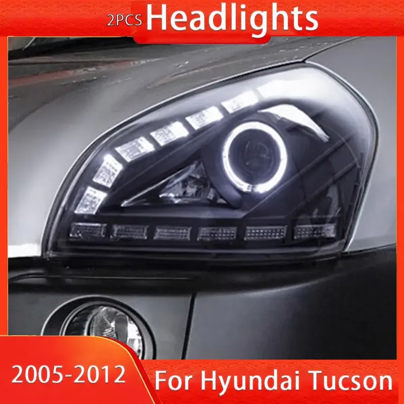 Car Styling for Hyundai Tucson LED Headlight 2005-2012 Headlights Tucson DRL Turn Signal High Beam Angel Eye Projector Lens