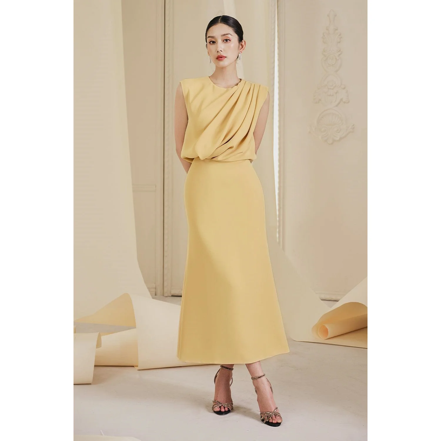 

Welove Customized 2025 New O Neck Evening Dresses Sleeveless vestidos de fiesta Pleated Prom Dresses فساتين سهرة