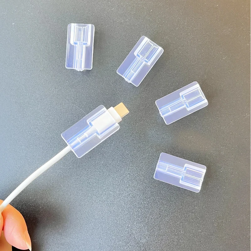 5pcs Soft Silicone Charger Cable Winder Fast Charging Cable Protector Sleeve for Apple IPhone Data Cord Clear Case Clip