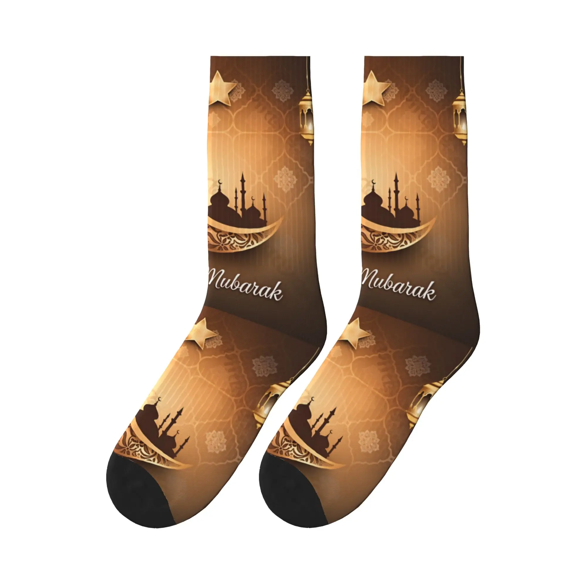 

Men Socks Eid Mubarak Muslim Stockings Anti Skid Warm Soft Socks Autumn Funny Custom Climbing Socks