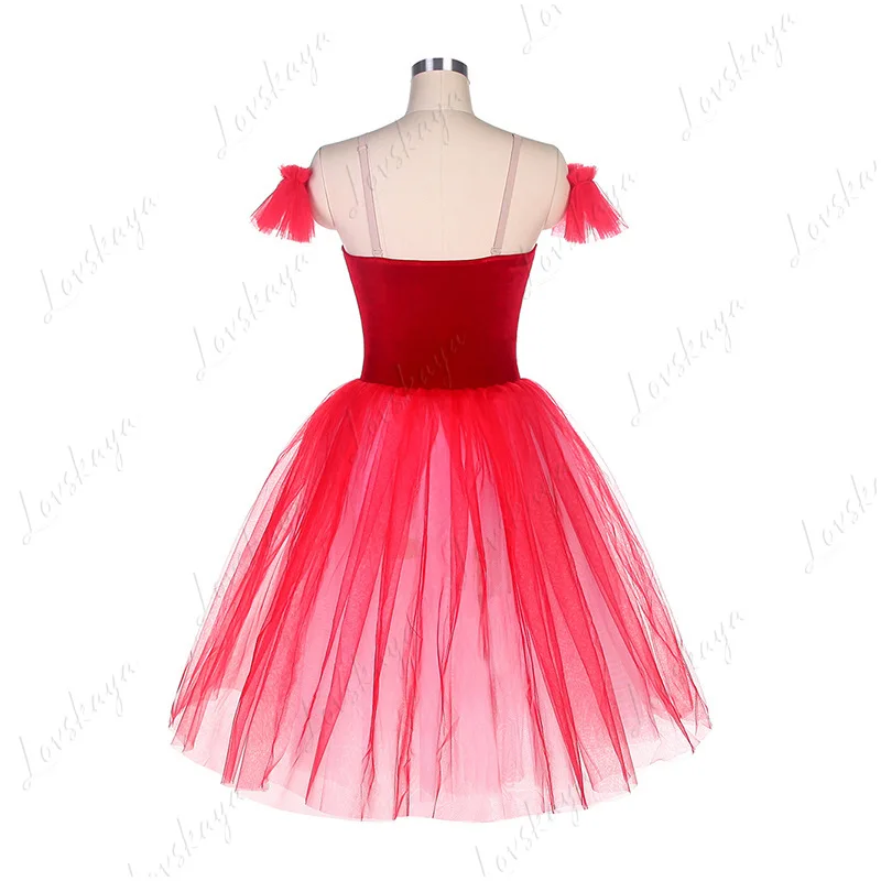 여아용 크로스 스트랩 발레 공연 드레스, 레이스 여아 발레 무대 의상