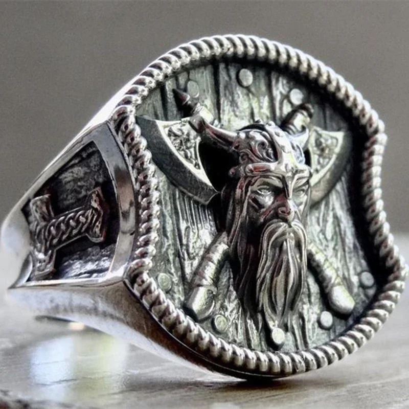 

New Vikings Stainless Steel Warrior Rings for Men Women Vintage Gothic Biker Fashion Nordic Double Axe Ring Amulet Jewelry Gifts
