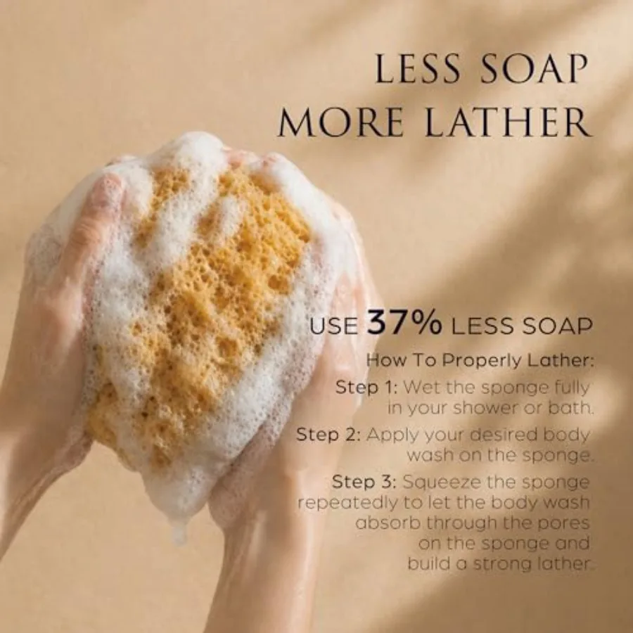 Spongentle Loofah Sponge for Shower and Bathing, Bath Sponge with Dual Texture, Shower Pouf for Gentle and Deep Exfoliation, La view 3