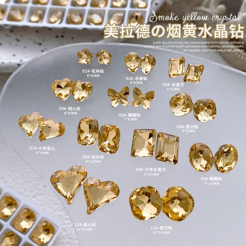 20PCS 3D Melard Color Scheme 3D Nail Art Rhinestone Pointed Bottomed Crystal Diamond Accessories For Nails Decoration Supplies