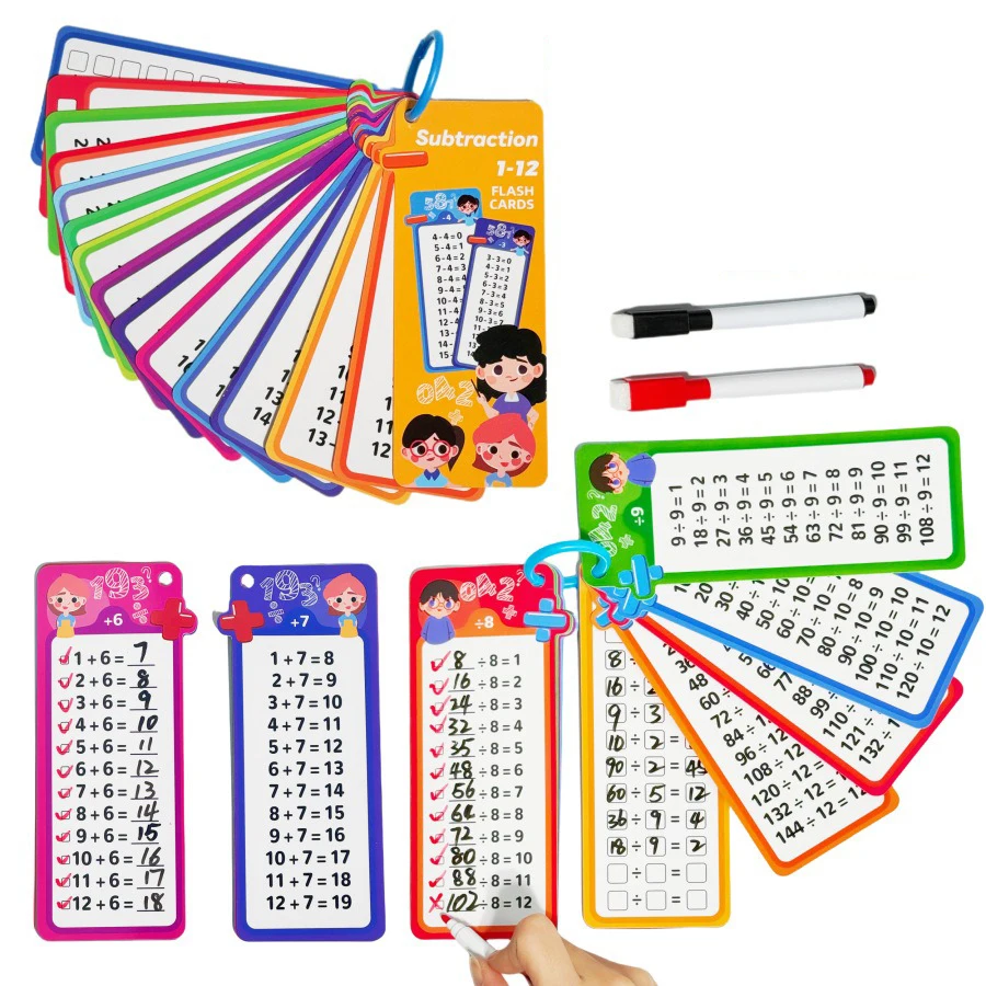 0-12 gráficos de multiplicação vezes cartões de mesa auto verificação ferramenta de aprendizagem de matemática montessori treinamento matemático auxiliares de ensino