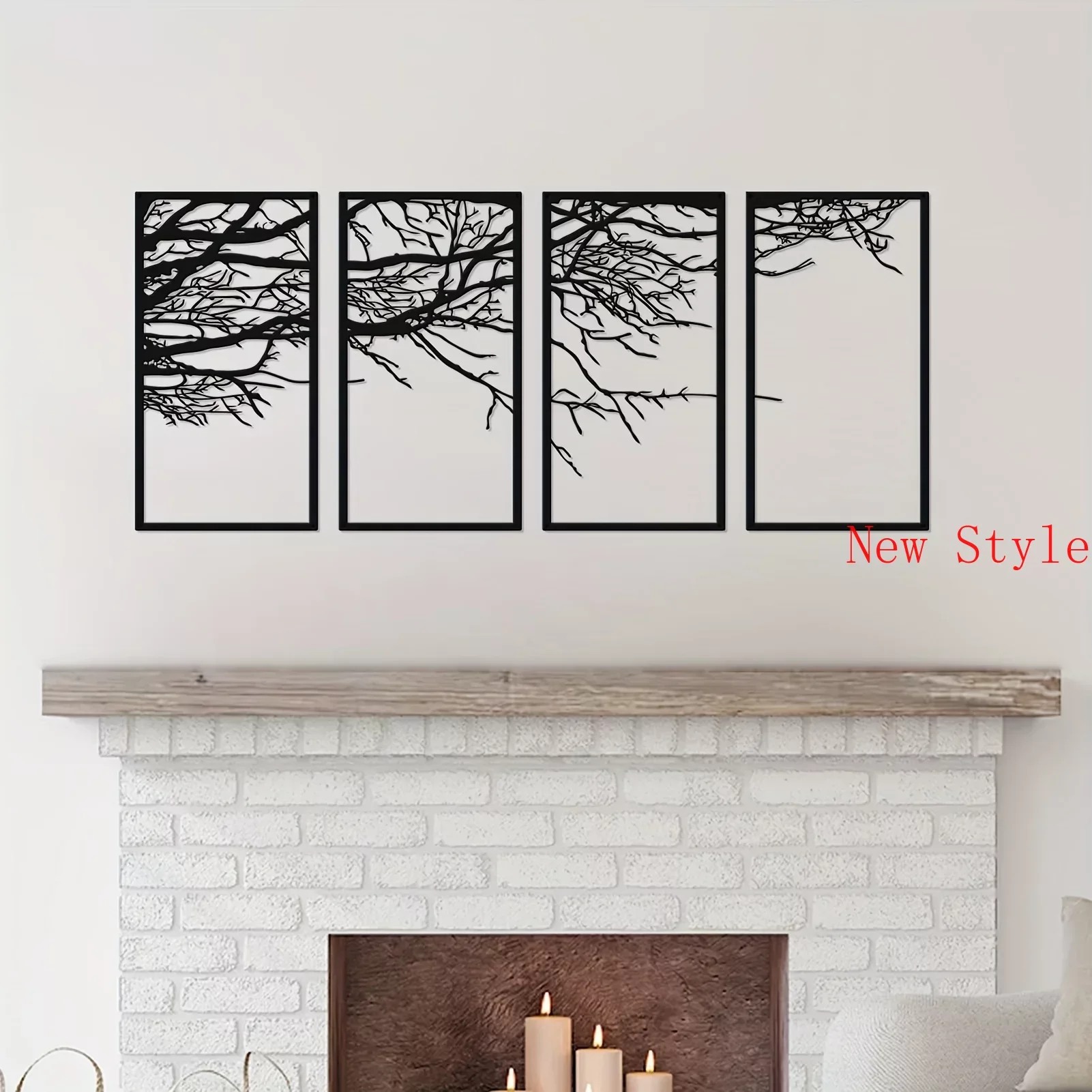 

4 Pcs Black Metal Tree of Life Wall Hanging Art Bedroom Living Room Office Kindergarten Nursery Home Decor Stunning Tree Home De