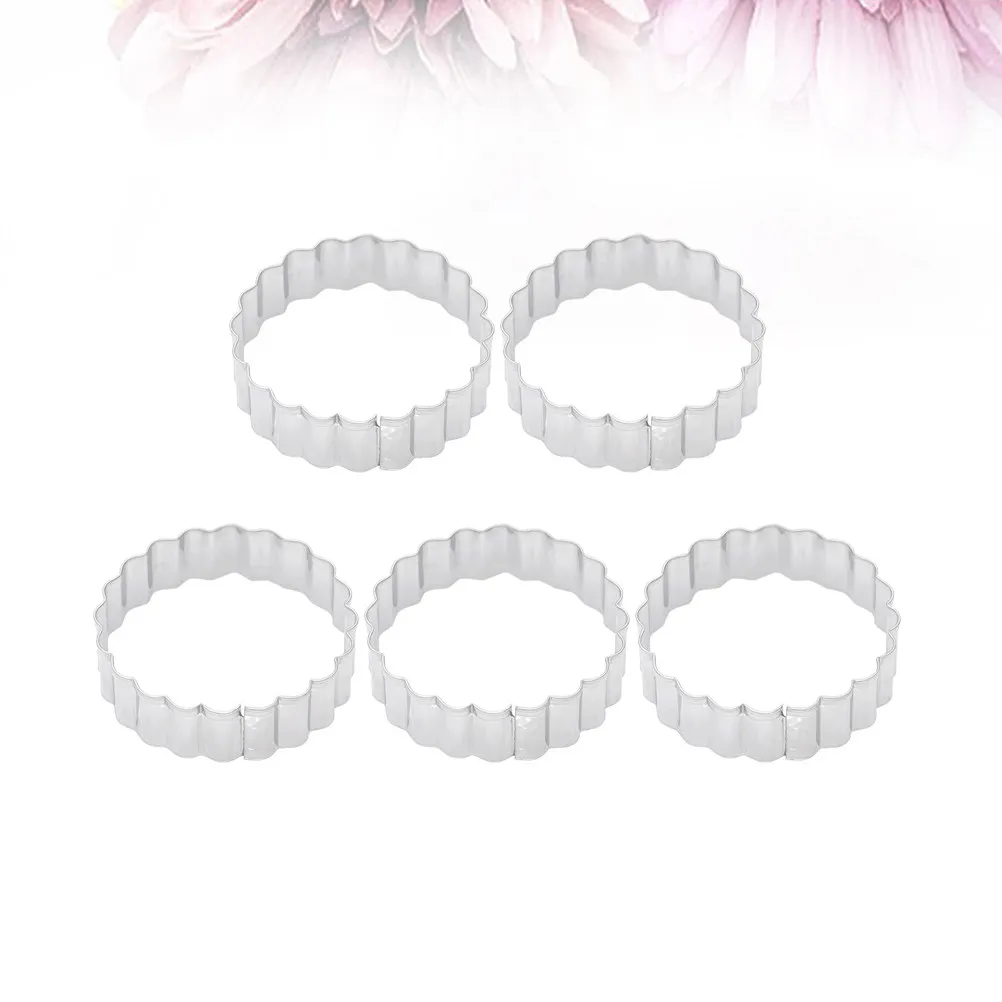 5Pcs Stainless Steel Round Cookie Cutter Set with Tooth Edge for Baking Cookies Biscuits Fondant Cakes Vegetables Fruits Home
