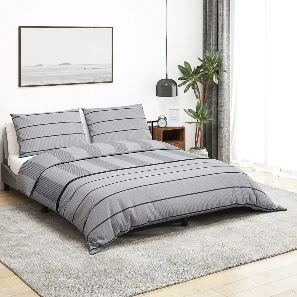 140x200 cm Grey Cotton Duvet Cover Set - Soft & Stylish Bedding for Home