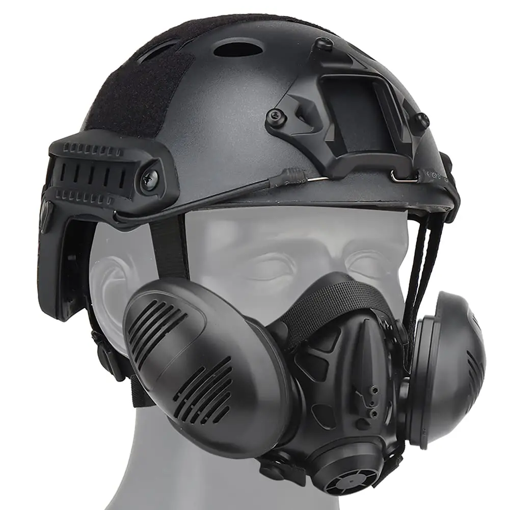 

PJ Type Airsoft Helmet Sets, with Tactical Mask, Equipped Side Rails And NVG Mount, for Outdoor Paintball Hunting Shooting