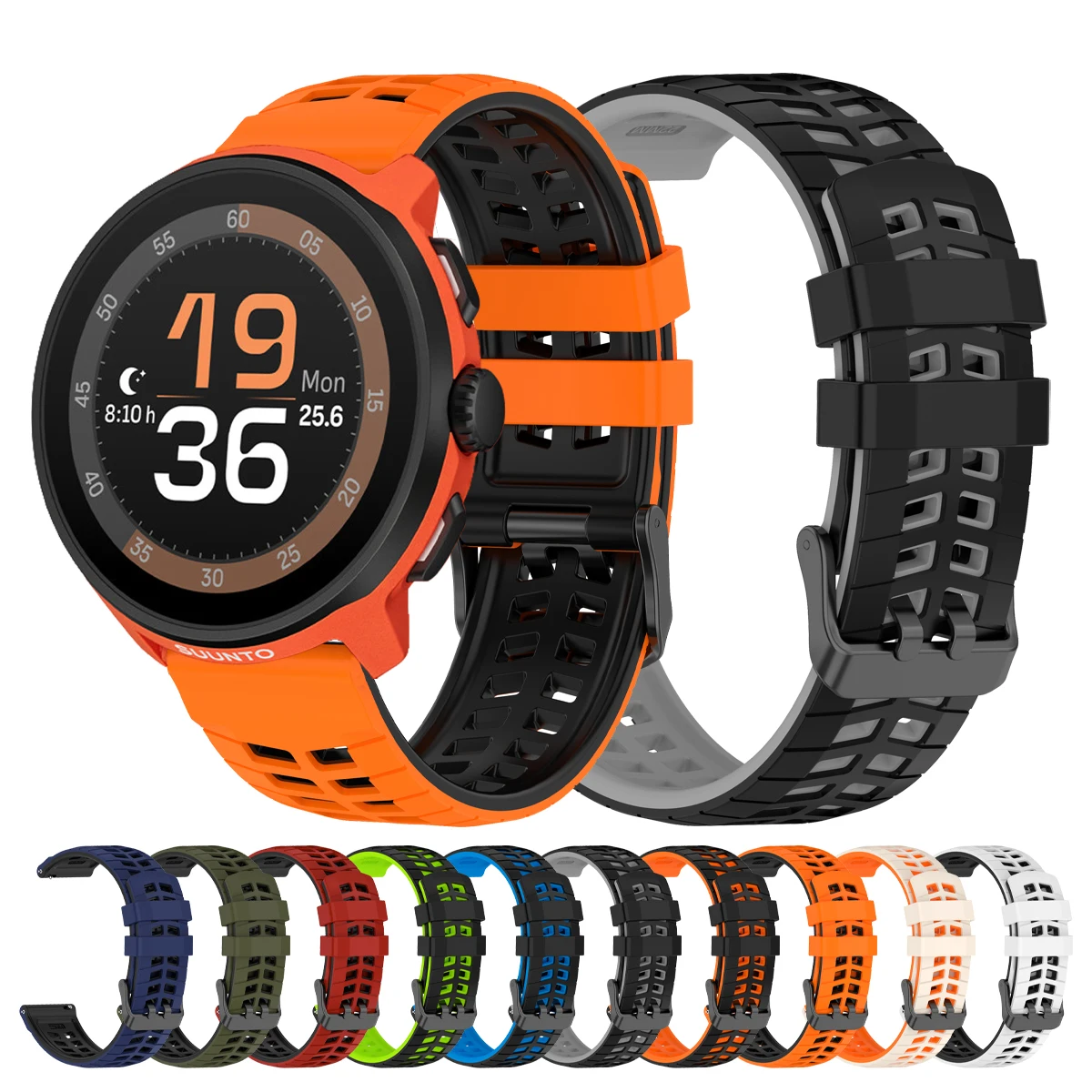 22 mm Uhrenarmband für SUUNTO Run, Silikonarmband für SUUNTO RACE 2/SVERTICAL/Run/OCEAN/5 9 PEAK PRO Armband, wasserdichtes Armband