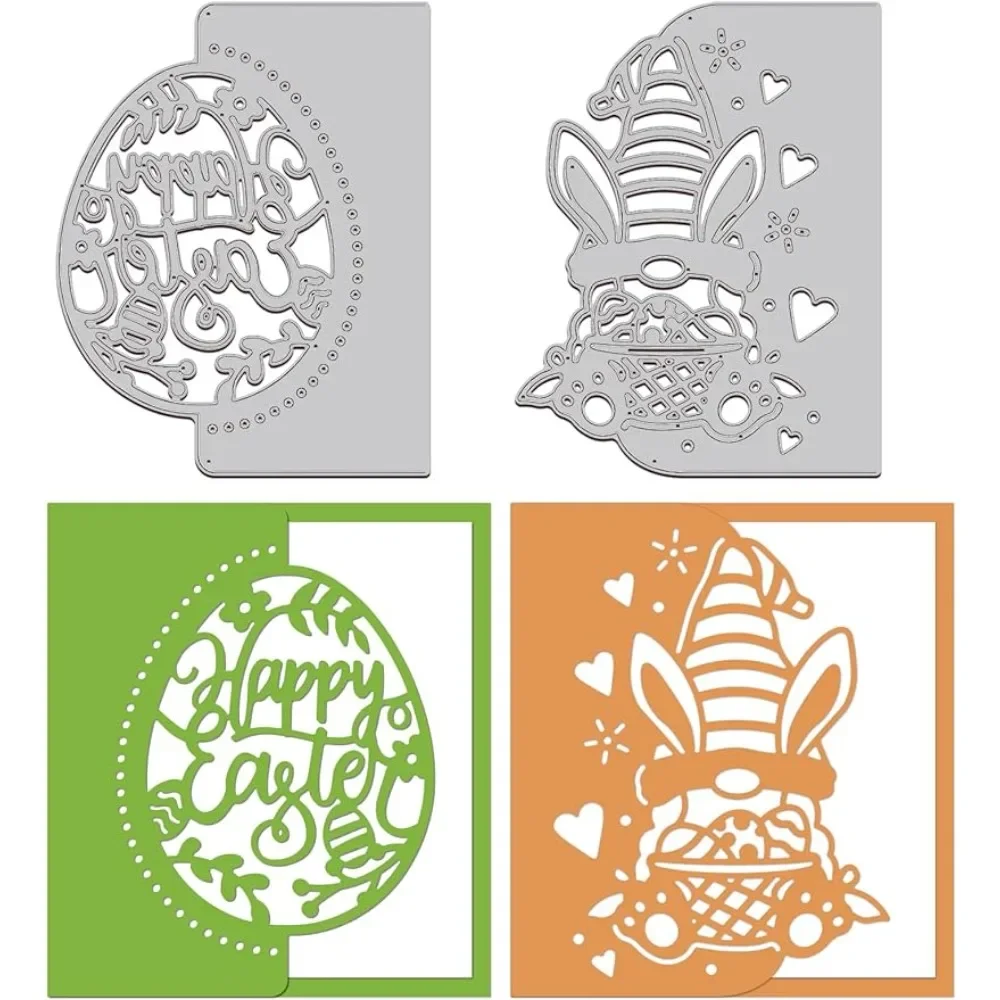 

Easter Edge Border Cutting Dies Easter Egg Bunny Carbon Steel Die Cuts for DIY Crafting Embossing Stencil Template for Easter