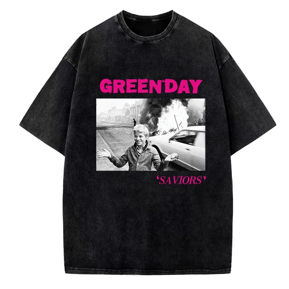 

Green Day Saviors Tour 2024 Black Washed Tshirt Men