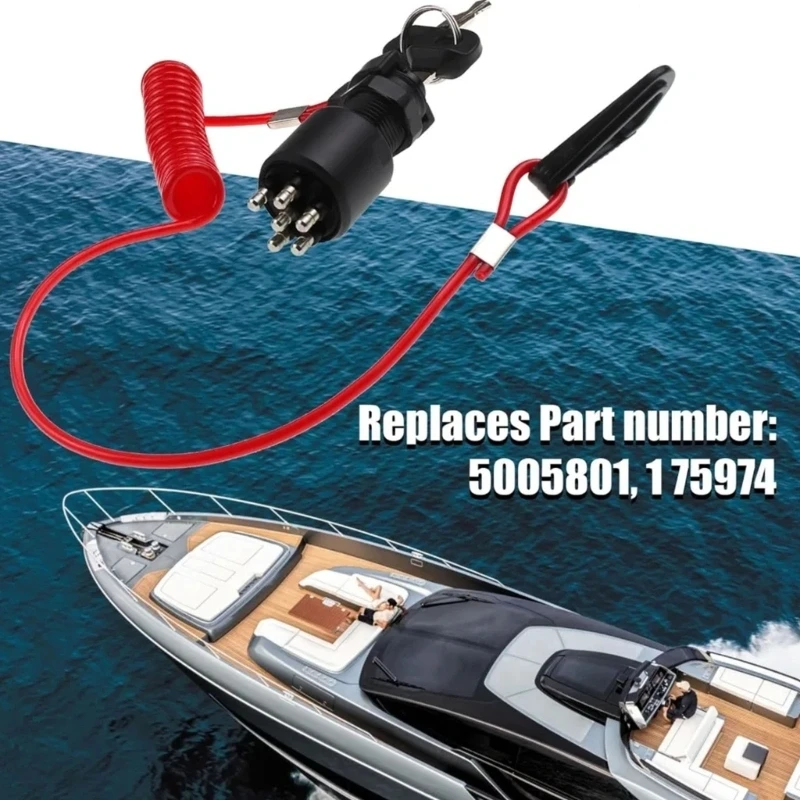 M76E Sicherheits-Lanyard-Zündschlüsselschalter 175974 für Evinrude-Bootsmotor – Detail 1