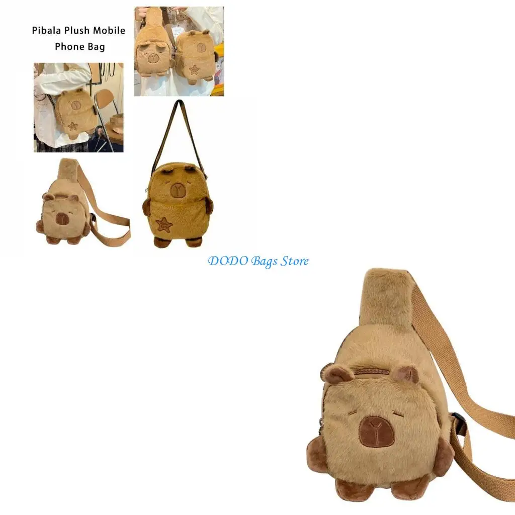 

Женская нагрудная сумка с мультяшными животными, плюшевая сумка на плечо с капибарой, сумка для покупок, сумка для свиданий,