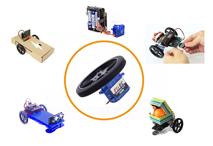 2 Buah Motor Servo Mikro Robot Mobil Cerdas Feetech FS90R Roda Dengan Mobil Rc Kompatibel Dengan Konektor Grove Seeed