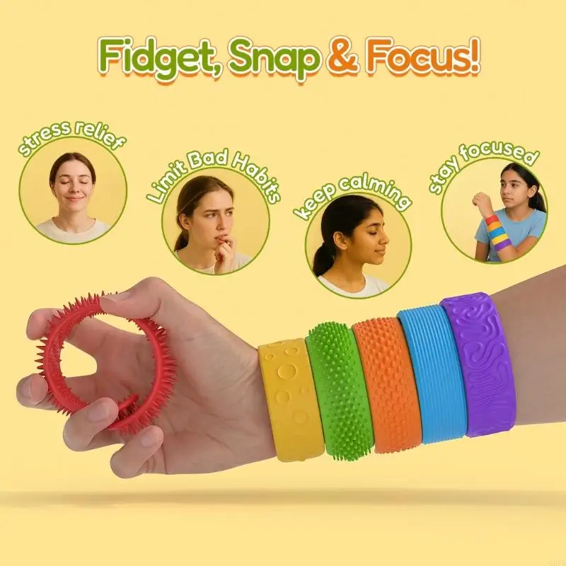  Sensory Bracelet Colorful Wristband Calm Down Toy for Children Wristband Toy