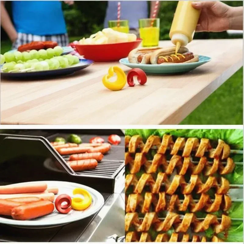 2PCS Manual Fancy Sausage Spiral Barbecue Hot Dogs Cutter Slicer kitchen Cutting Auxiliary Gadget Fruit Vegetable Tools