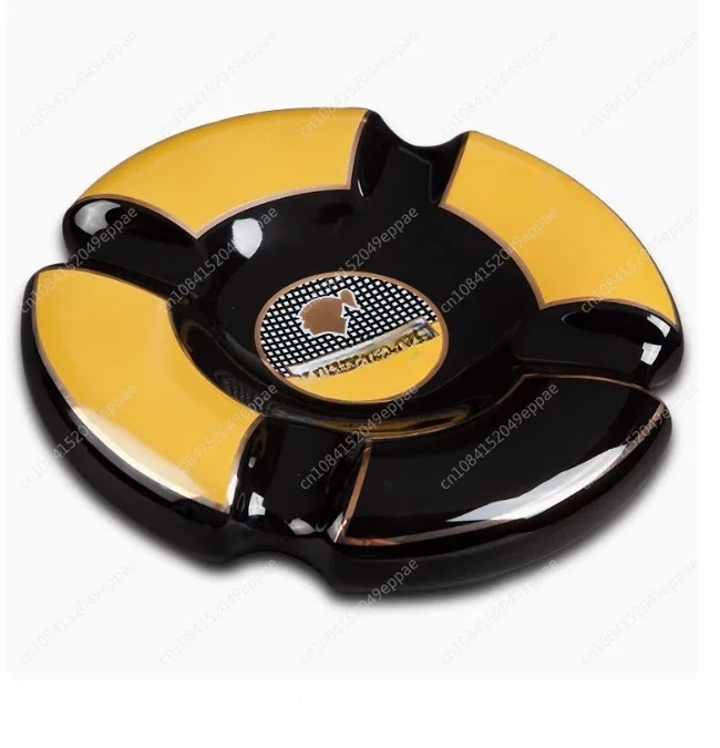 Luxury Classic Round Cigar Ashtray Holder Cohiba High-End China Ceramic 4 Slots Ceramic Ashtray Cigar Smoking Sets Accessories!