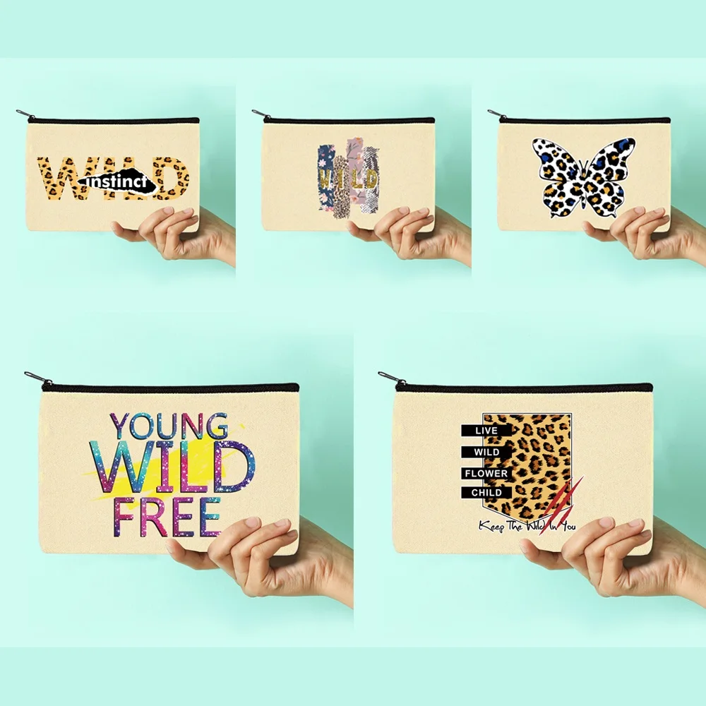 

New Women Canvas Cosmetic BagTravel Wash Storage Makeup Bag Wedding Party Bridesmaid Makeup Bag Gift Handbag Child Pencil Case